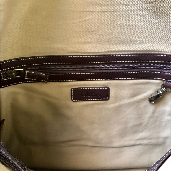 Cole Haan Brown Leather Messenger Laptop Bag Adjustable Strap - Picture 5 of 16